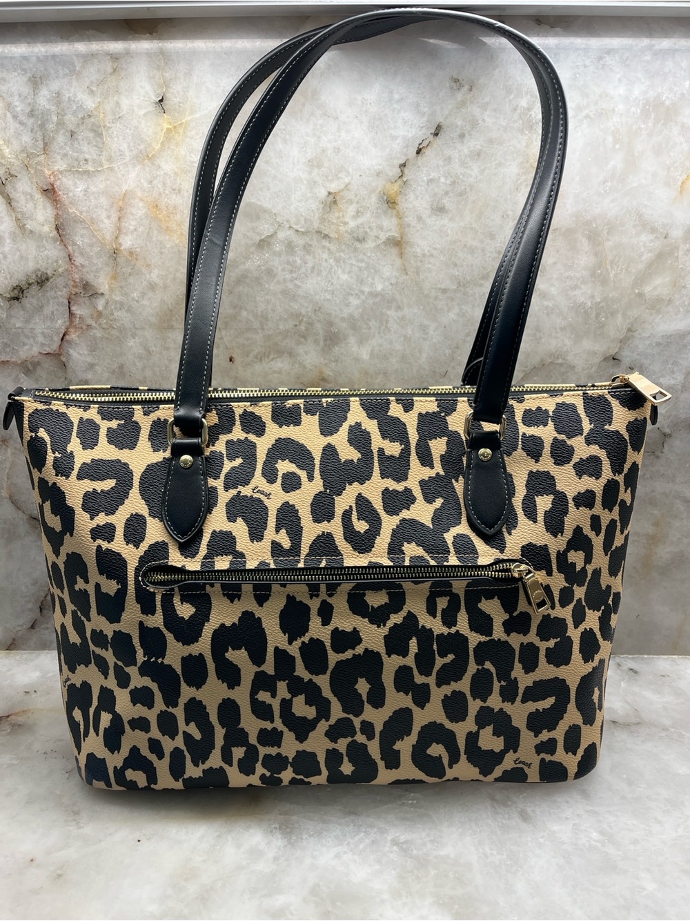 Coach Gallery Tote Signature Canvas Leopard Print Brown Black Bag - Picture 2 of 5